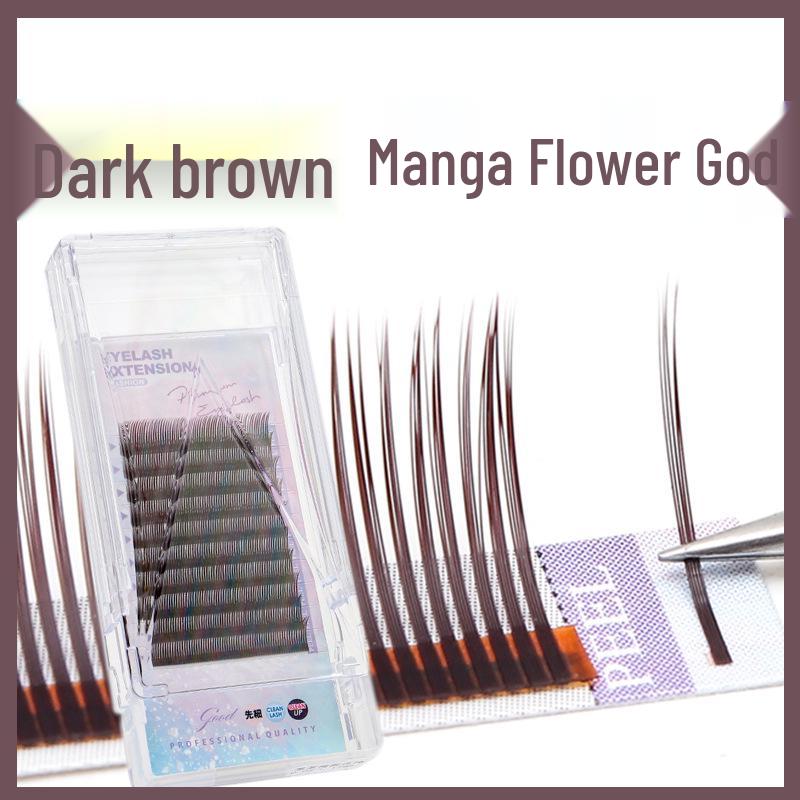 

0.05 Black Tea Caramel Brown Comic Style 5D Flower God Non-Spreading Root Grafted Curled Eyelash Extensions Fairy Black Tea Manga 5D Flower Goddess 0.05D+