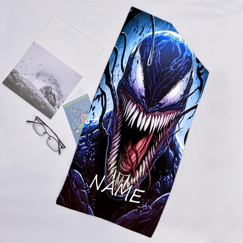 1pc Venom3 Beach Towel with Custom Name, Beach/Swimming/Bath/Picnic/Camping Towel, Suitable for Seaside Beaches