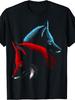 Artistic Style, Men's T-Shirt, Red And Blue Wolf Heads Design, Casual Wear Season
