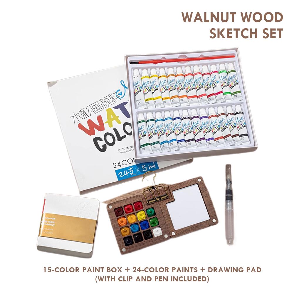 Reise Aquarellfarben Palette Set Mini Taschen Aquarellpalette Skizzenbuch mit Binderklemmen Für Maler Künstler Studenten