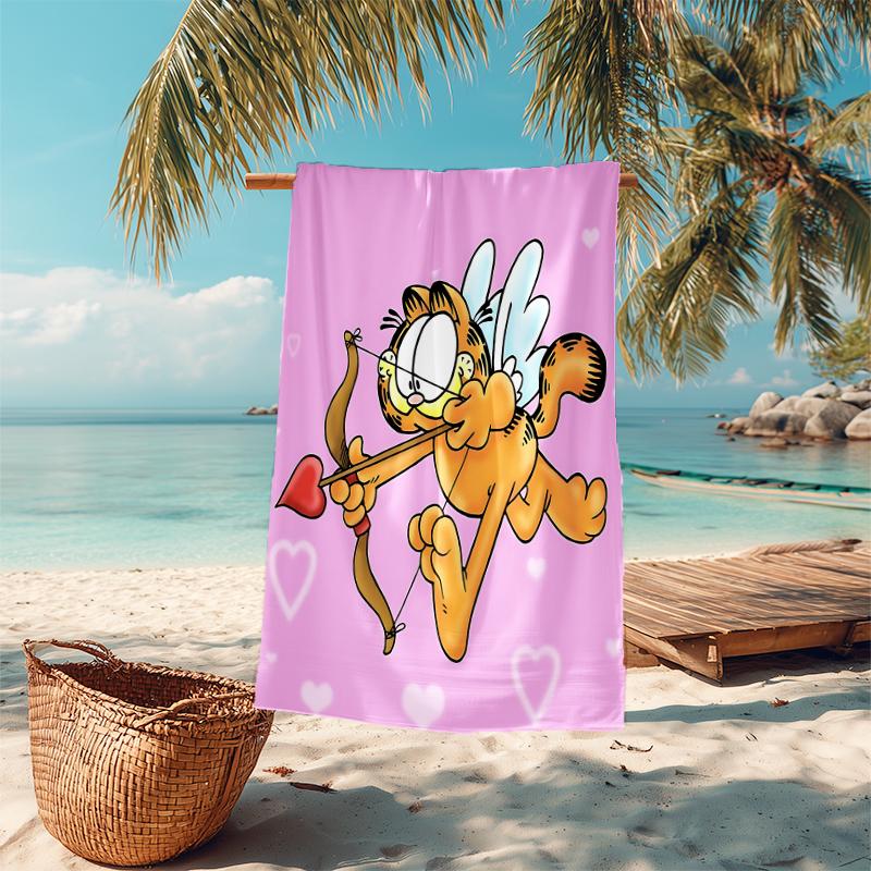 1Pc Garfield'S Hug Adventure Beach Towel Microfiber Beach Towel Thin Absorbent For Beach Swimming Yoga Bath Sports 091773