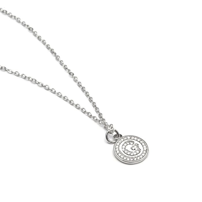 Collier - Luxenter - Alphabet G - Zirconium Brillant - Plaqué Rhodium - 42 Cm + 3 Cm