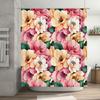 Bathroom Decor Shower Curtain with Floral Print Pink Yellow Shades for Home Decor in Bathrooms Waterproof Fabric Custom Sizes Av