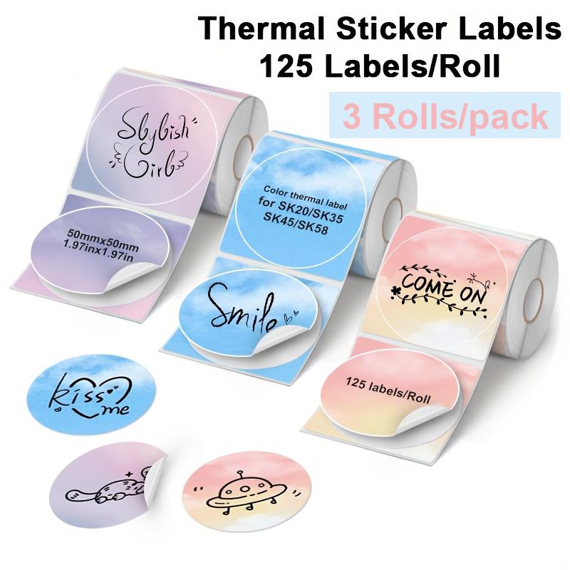 50Mm X 50Mm 3 Rolls/Set Thermal Label Printer Sticker Self-Adhesive Color Laser Thermal Paper