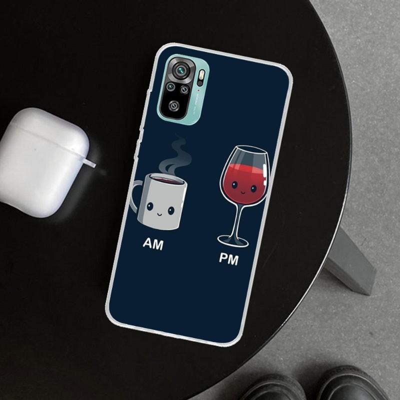 Coffee Wine Cup Phone Case For Xiaomi 12 11T 10 9 Redmi Note 10 10S Pro Redmi 9 9A 8 Transparent Phone Cover