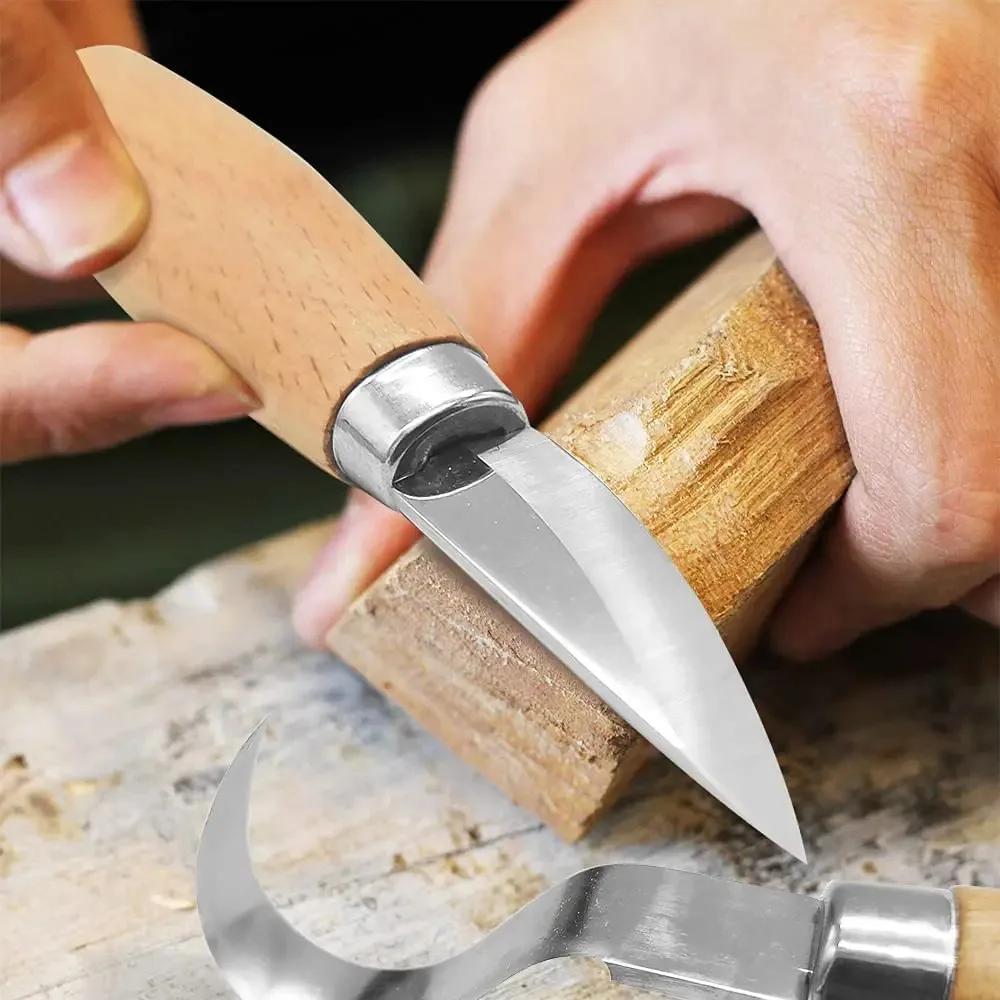 Wooden Carving Hook Knife Beginner Profession Carving Knives Peeling Sculptural Beech Handle Chisel Woodworking Cutter Hand Tool