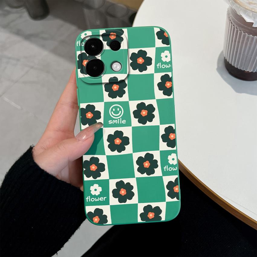 Cover Case For Oppo Realme 5 6 7 10 8 9 Pro Plus A5X K13 A5 Fashionable Checkered Patterns Liquid Silicone Anti Slip Housing For Oppo Cellphone Casing