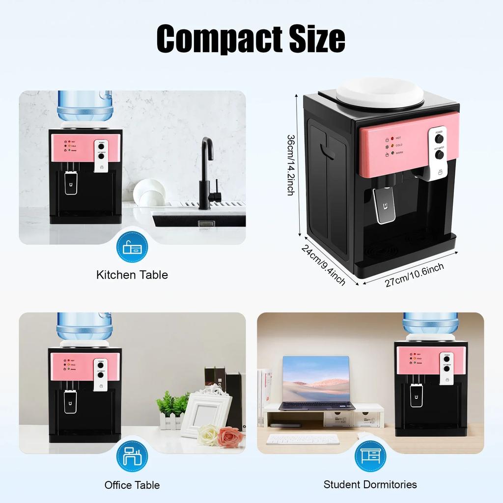 5-Gallon Top-Loading Countertop Water Dispenser Electric Hot, Cold, and Warm Desktop Water Dispenser