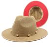 Ethnic Style Retro Red Background Color Matching Straw Hat Men'S And Women'S Sunshade, Sun Protection And Uv Protection Straw Woven Panama Top Hat