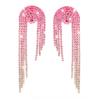Luxury super flash gradual change of color full diamond tassel earrings