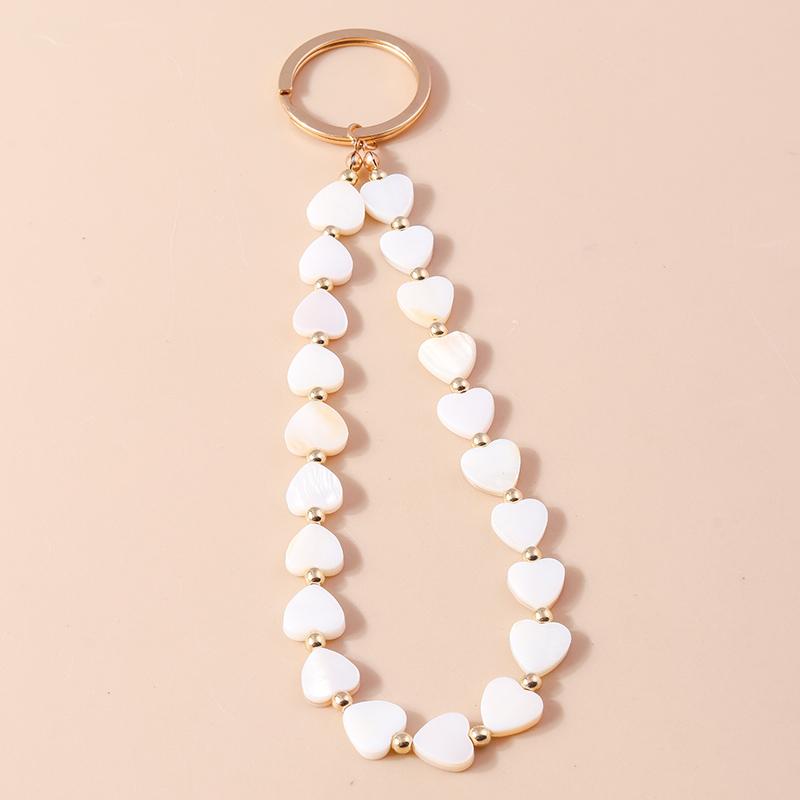 Pretty Handmade Pearl Bowknot Keychain for Women Girl Love Heart Key Ring Pendant Handbag Accessories DIY Jewelry Gift