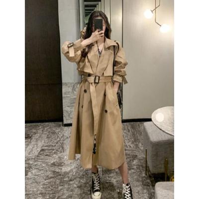 Women Trench Coat Double-breasted Casual Coat Pure Color Autumn Winter  Overgarment Waistband Windbreak Jacket