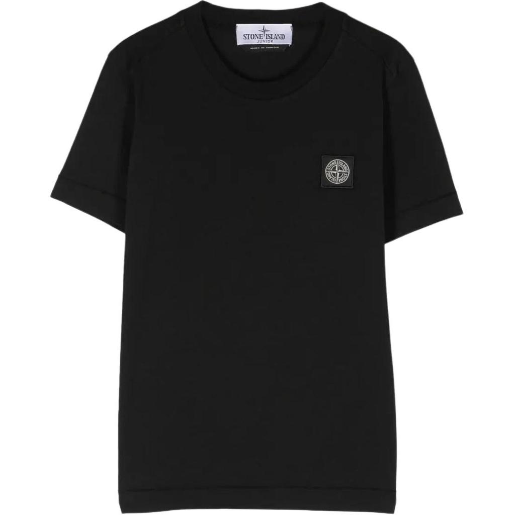 STONE ISLAND T-Shirt Solid Color Crew Neck Short Sleeve Kids Tops Black 791620147-V0029