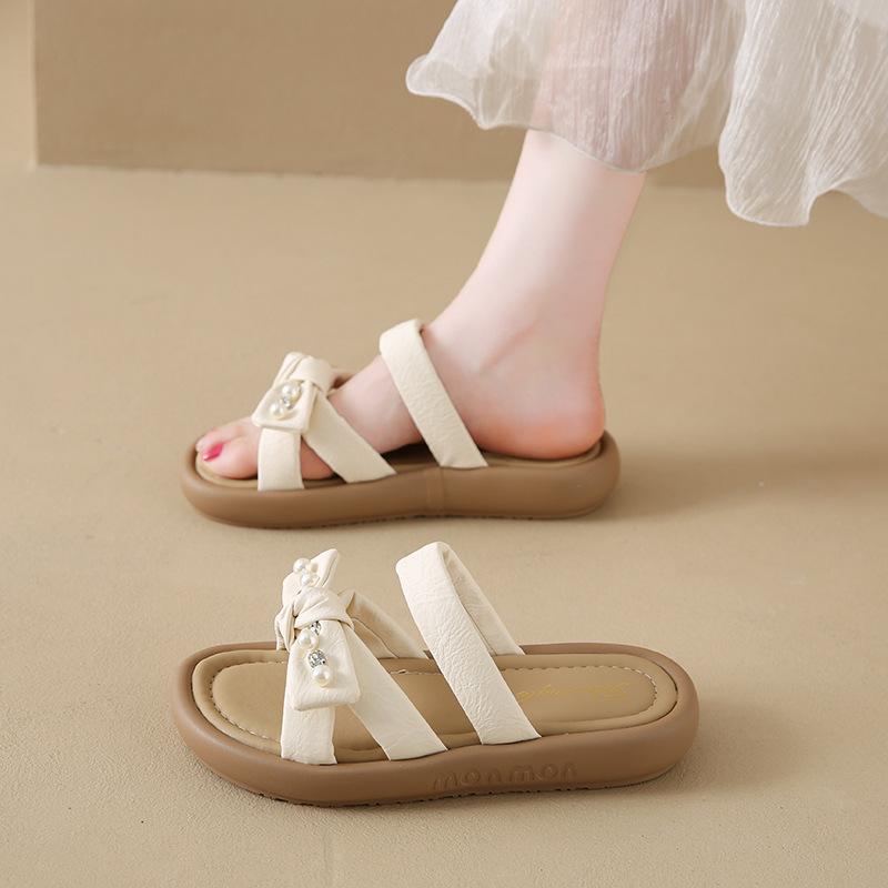 

Женские босоножки на платформе с бантом — босоножки с открытой пяткой и толстой подошвой, универсальная обувь для пляжа и улицы, подходящая для платьев и нарядов для отпуска 35