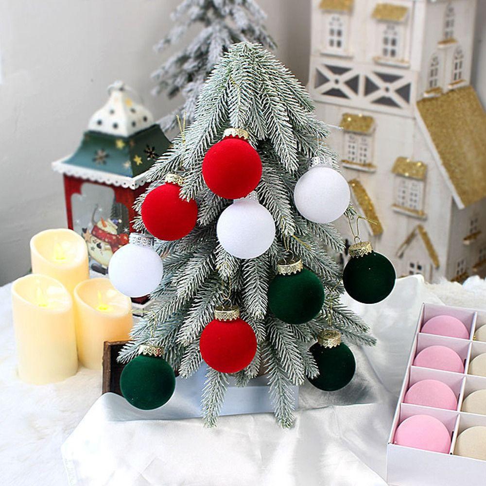 9pcs PET Flocking Christmas Balls Plastic Christmas Tree Hanging Decoration  New Year