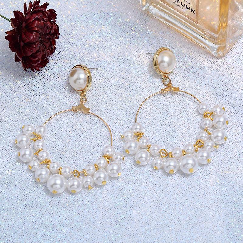 Retro personality pearl long stud earrings female versatile simple Internet celebrity temperament earrings fashion trendy earrings