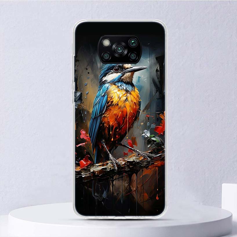 Animal Oil Painting Bird Soft Case For Xiaomi Poco X7 X6 X5 X4 X3 Nfc F7 Ultra F6 F5 Pro Phone Cover F4 Gt F3 M5S M4 M3 M5 M6 Co