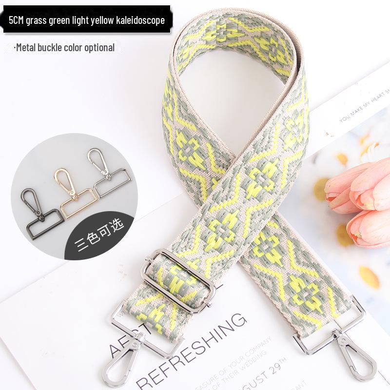 5CM Adjustable Multi-Color Women's Bag Strap - Kaleidoscope Pattern, Wide, Cross-Body