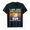 Lustig Ich mag für Katzen und Kaffee (Vielleicht 3 Personen) Katze und Kaffeetasse Grafik-T-Shirt
