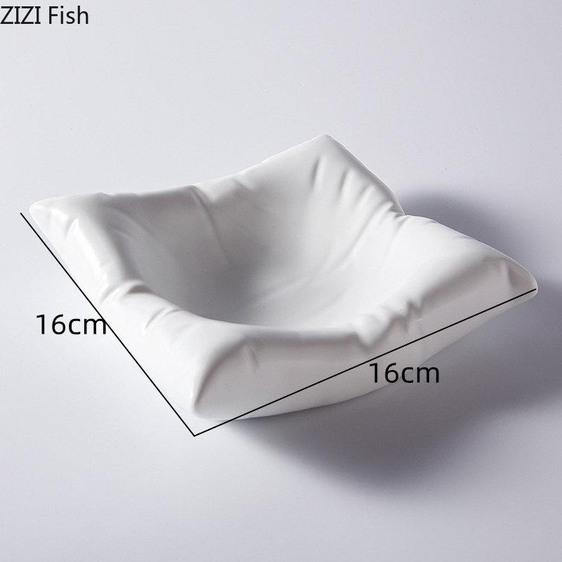 Creative Square Ceramic Dining Plate Restaurant Steak Sushi Plate Food Decoration Cake Dessert Plate Household Kitchen Utensils