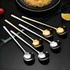 304 Stainless Steel Long Handle Korean Round Spoon - Ideal for Coffee Stirring, Desserts, Bird's Nest, and Ladling.