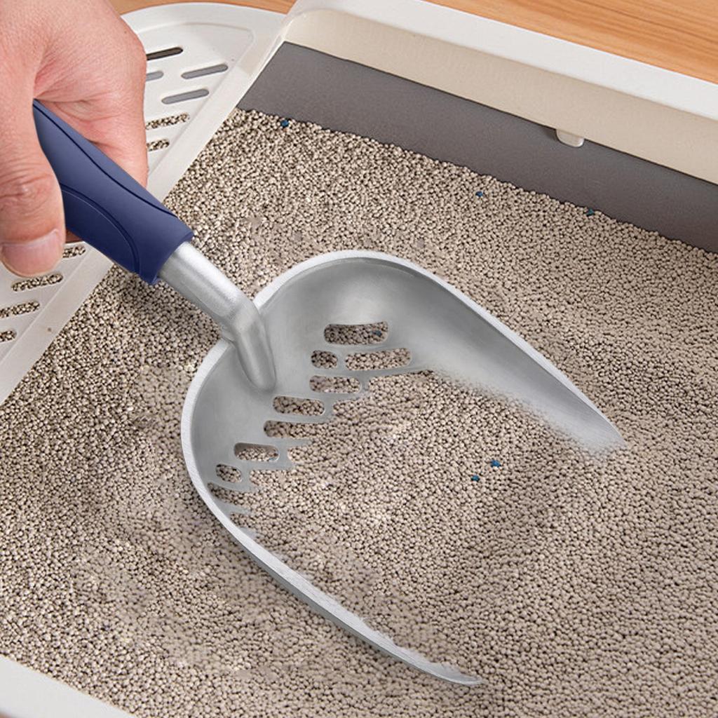 Katzenstreuschaufel aus Aluminiumlegierung Metall Kot Schöpfen Katzenschaufel Langer Griff Katzenstreuschaufel Groß