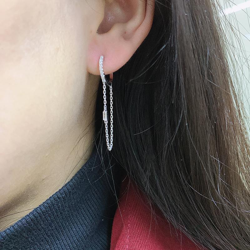 New Newest Fresh Style Chain Hanging Earrings for Women with Dazzling CZ Simple Stylish Girls Earrings 2021 Trendy Jewelry