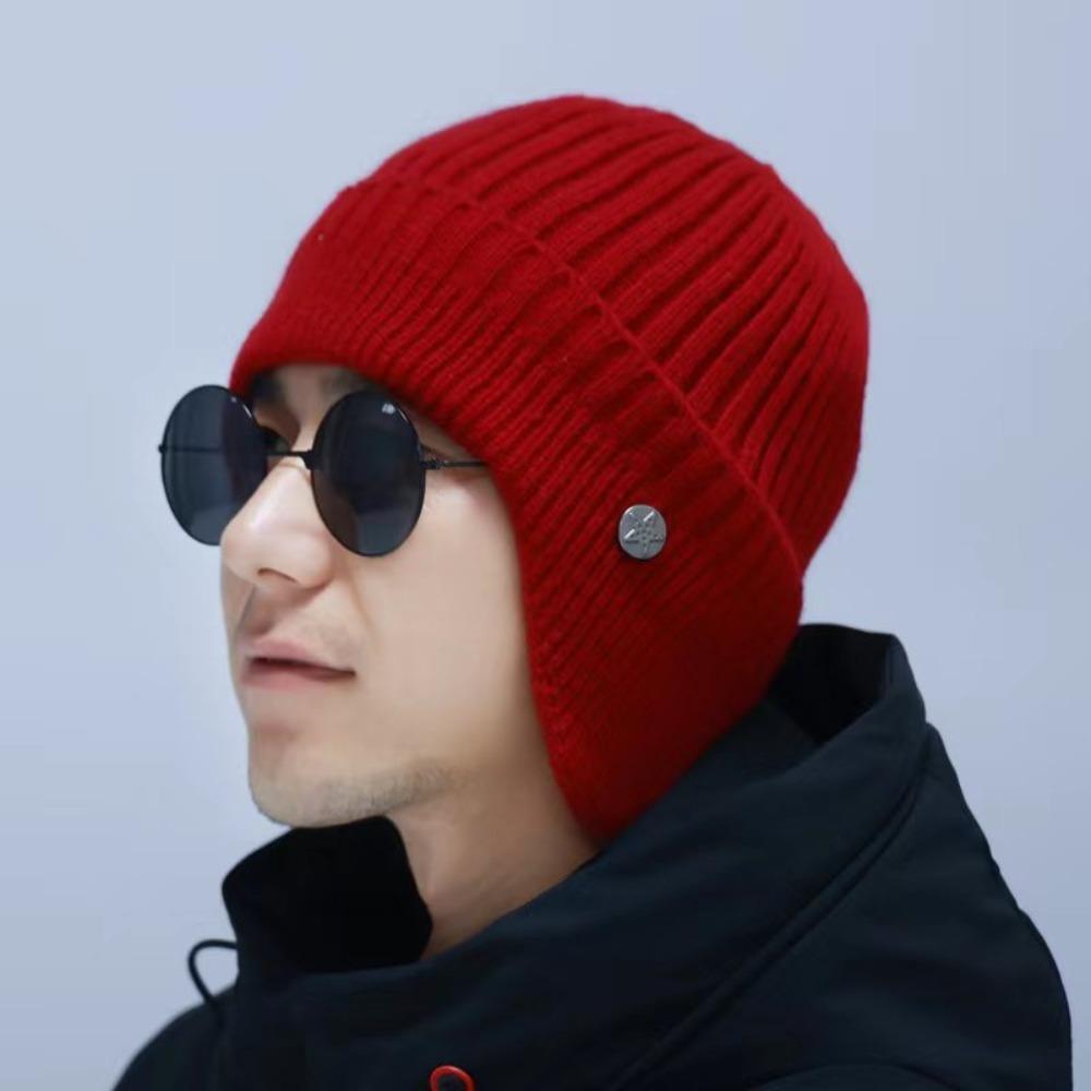 

Knitted Knitted Hat Thickened Winter Hat Hot Sale Skiing Cap Unisex червоний