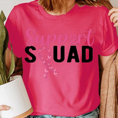Support Squad Roze Lint Vecht Borstkanker Bewustzijn Dames T-shirt #BC
