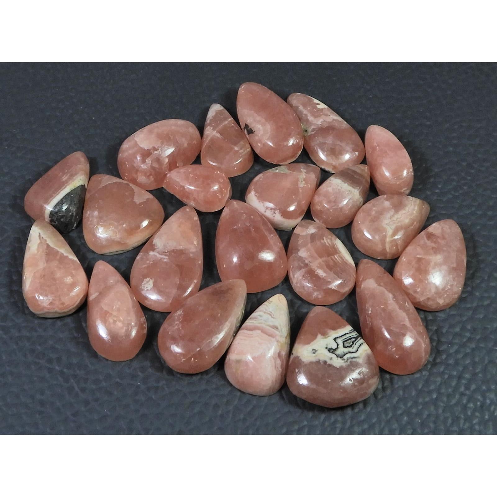 230Cts. Natural Pink Rhodochrosite Pear Cabochon Loose Gemstone 21Pcs Lot C-2317
