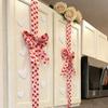 Valentine's Day Decoration Love Heart Bow Hanging Ornament Red Polyester Ribbon for Cabinet Door Wall Festive Home Decor