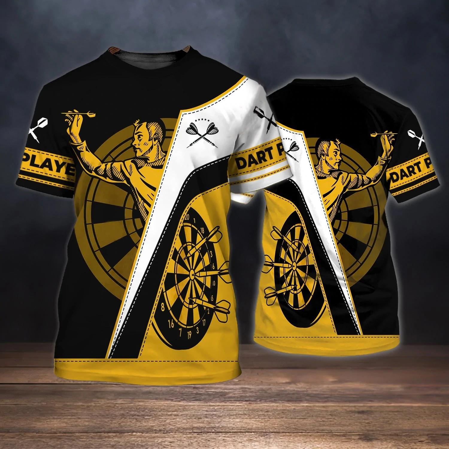 

Трендовая мужская футболка, летняя рубашка с 3D принтом для дартса и вертушки, для уличных видов спорта, быстросохнущая с круглым вырезом, свободная с коротким рукавом, 6xl 6XL