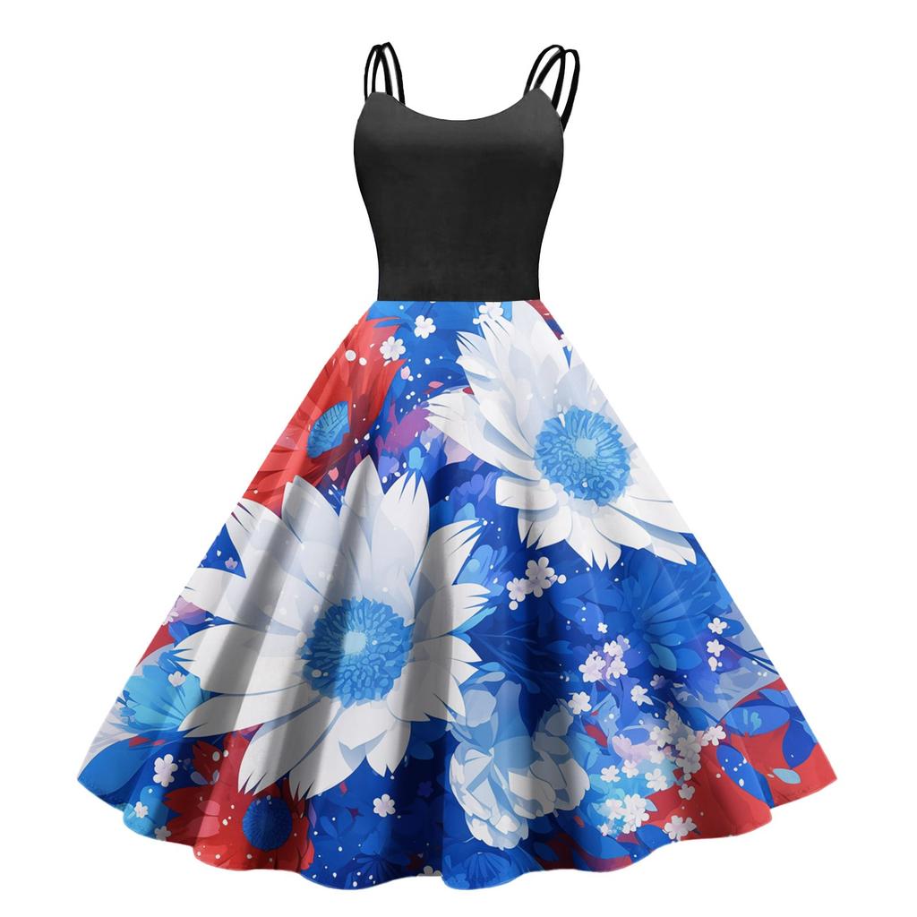 Women's Casual Fashion Print Sexy Off Shoulder Punk Retro Dress Retro Dress Dress