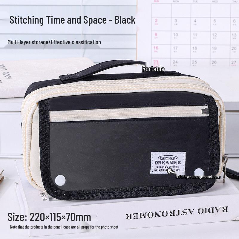 Large Capacity Blue Transparent Ita Pencil Case - Stylish and Functional for Students