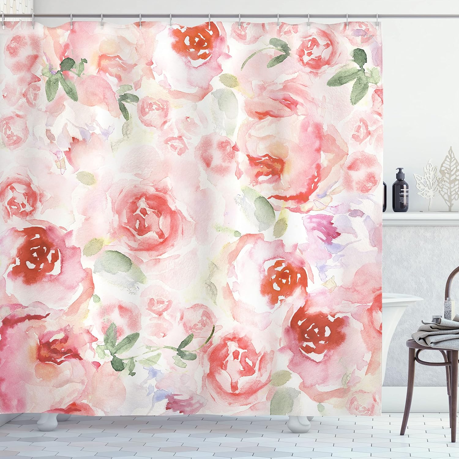 

Landscape Shower Curtain,Lake Louise Banff National Park Canada Lakeside Rocks Clear Water Scenic Picture, Cloth Fabric Bathroom 90x180CM