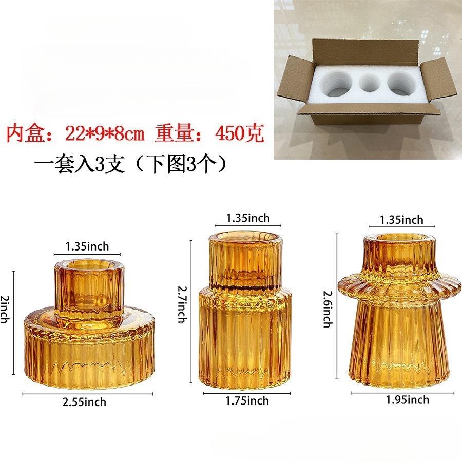 Simple Vertical Pattern Glass Candlestick Holders Tealight Candle Holders for Table Centerpieces,Wedding Decor and Dinner Party