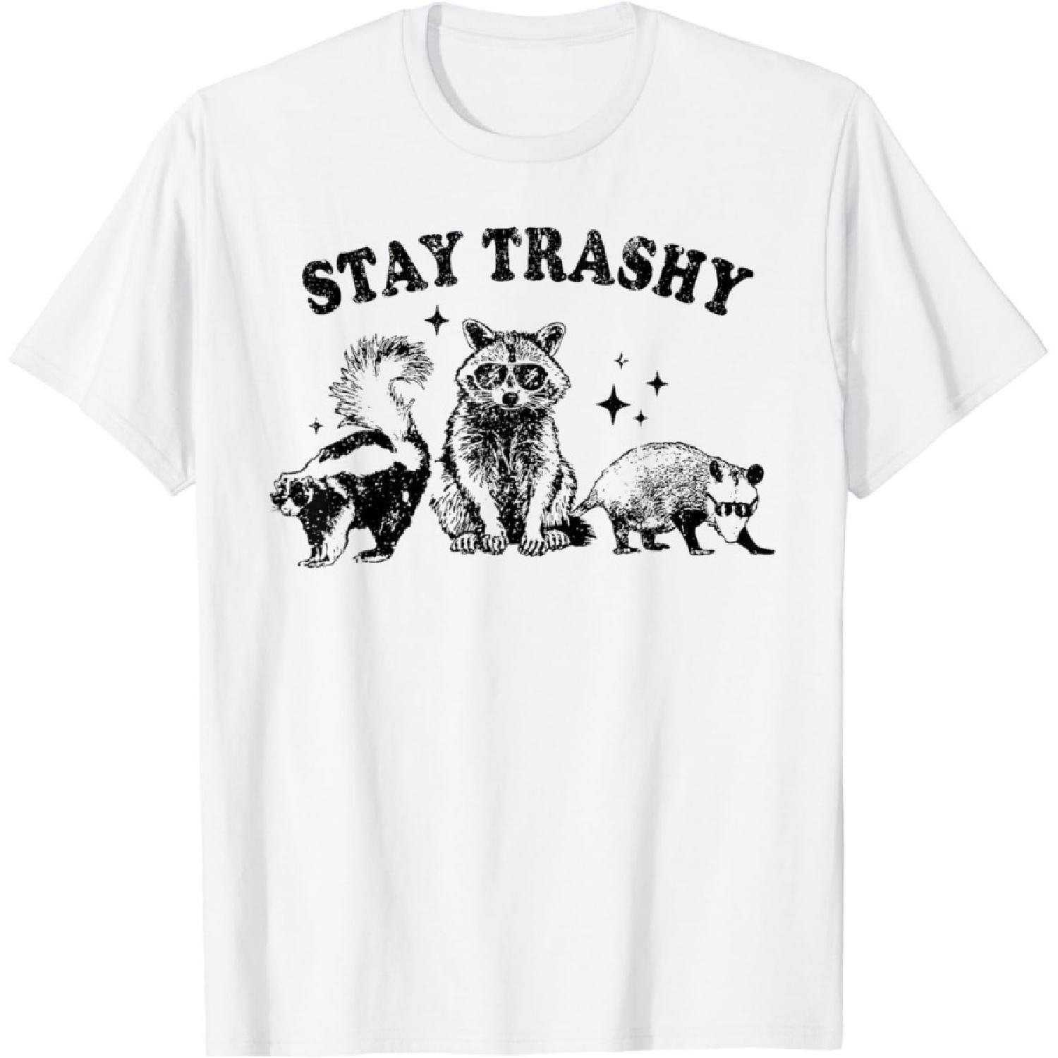 Фигурка 3 Енота Мусорная Команда Оставайся Мусором Футболка Смешная Команда Енотов Футболка Мужская Женская Новинка Графическая Футболка S белый