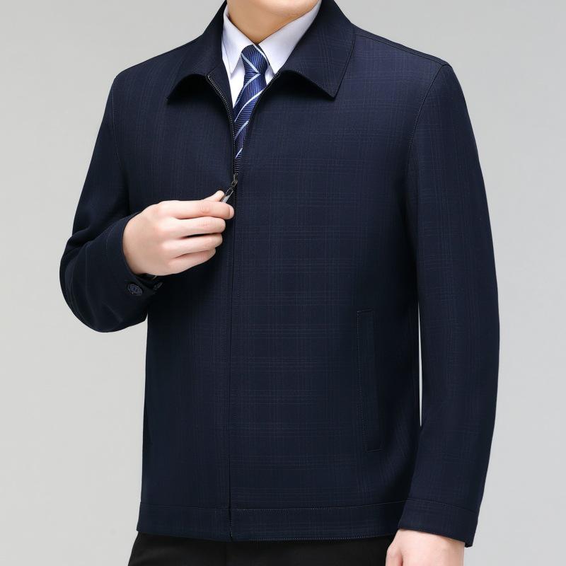 Men's Autumn Plaid Wool Jacket - Middle-Aged Dad's Business Casual Coat