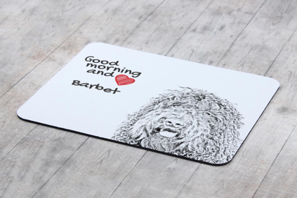 Barbet, Fransız Su Köpeği - baskılı mouse pad, kişiselleştirilmiş köpek temalı mouse pad, Art-Dog markasından bir ofis çalışanı için benzersiz bir gadget