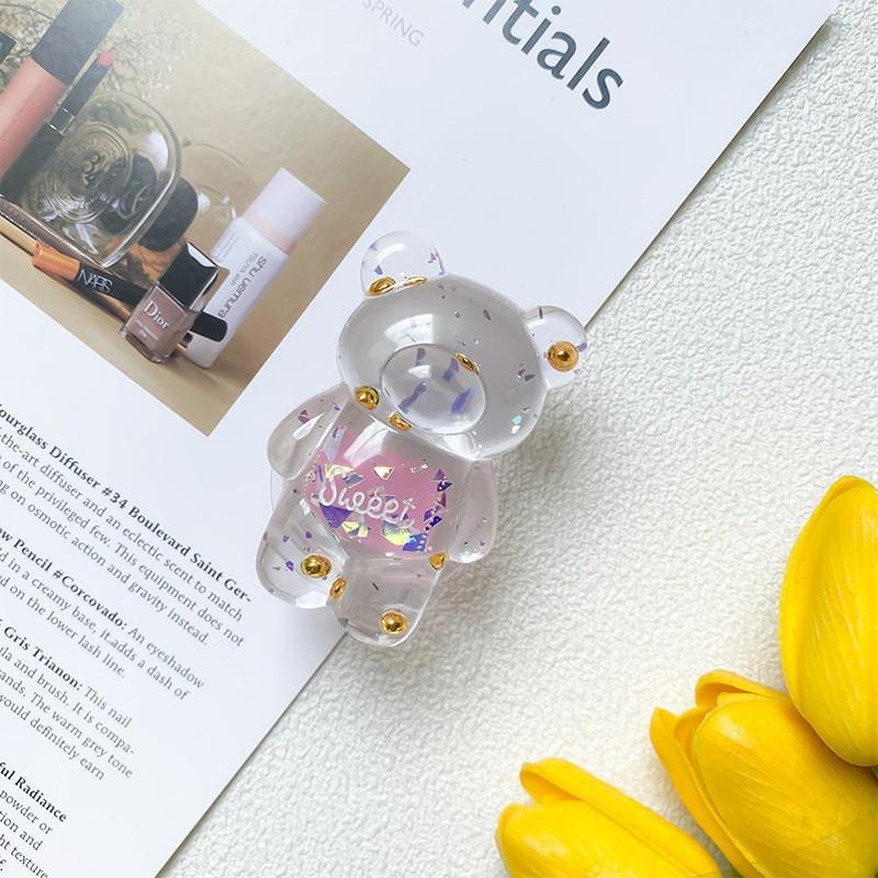 Little Fresh Bear Mobile Phone Stand Air Cushion Bag Back Adhesive Desktop Surface Scalable Niche Ring Transparent