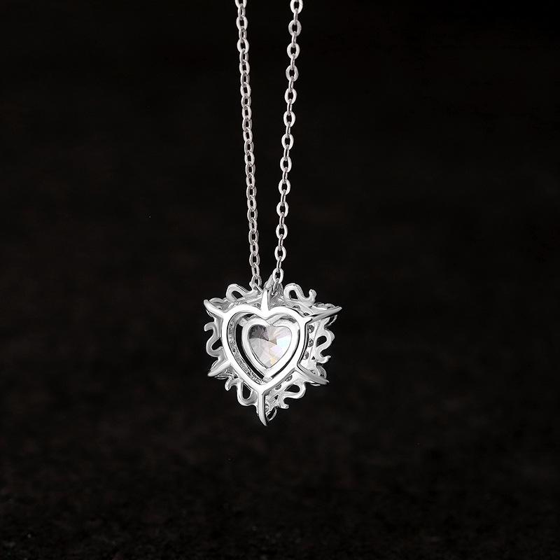 925 Silver Heartbeat Necklace with Heart Diamond Pendant - Women's Light Luxury Clavicle Chain Jewelry