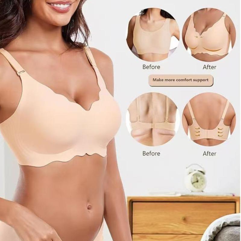 Plus Size Wireless Seamless Soft Support Anti Sagging Gathering Bra For Women
