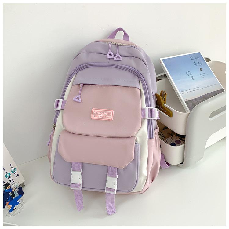 2025 spring new backpack college style high school versatile contrasting colors student schoolbag niche design stationery store