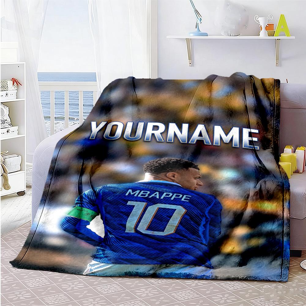 Mbappe 275 Personalisierbare Decke Gemütliche Personalisierbare Decke Bequem Geeignet für Sofa Strandstuhl Büro Ganzjahresnutzung