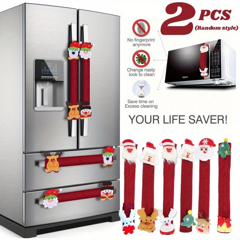 2pcs Festive Christmas Refrigerator Handle Protectors - Snowman & Santa Designs, Washable & Decorative for Home Appliances