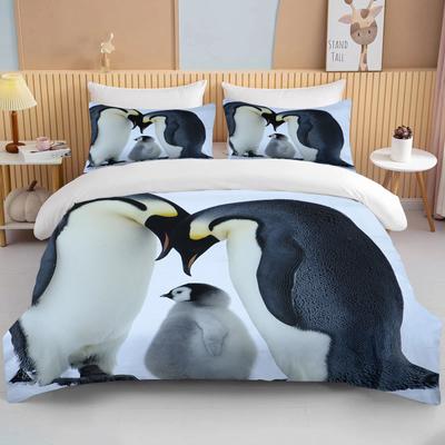 Roztomilé tučňákové povlečení 3dílná sada velikost king size dvoulůžko sada povlaků na přikrývku mikrovlákno nebo polyester povlak na polštář dětský pokoj sada povlečení