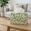 1pc Tissue Box, Scandinavian Minimalist Plant Design - Green Leaf Motif Natural, Sturdy Decorative Organizer for Kitchen, Living Room, Bedroom, Vehicl