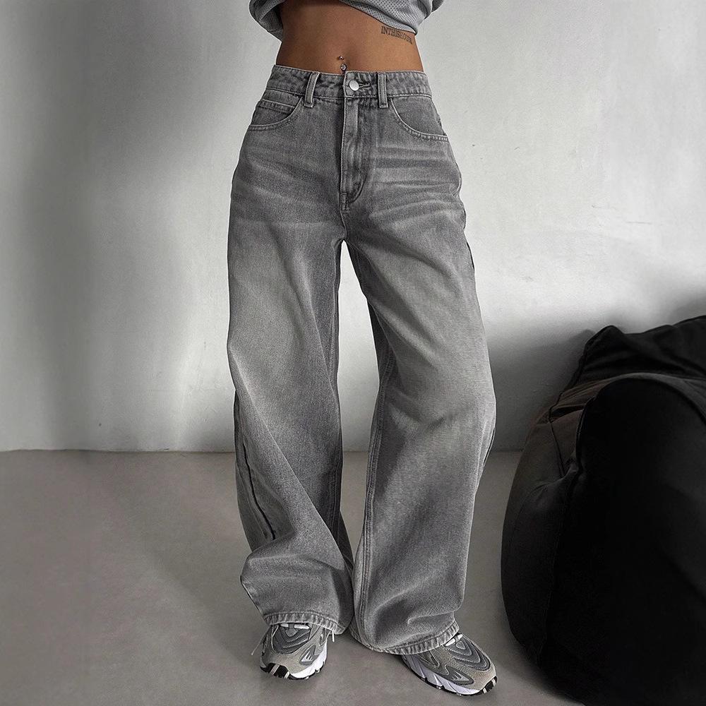 Damen Retro High-Waist Wide-Leg Jeans – Frühling/Herbst Modetrend