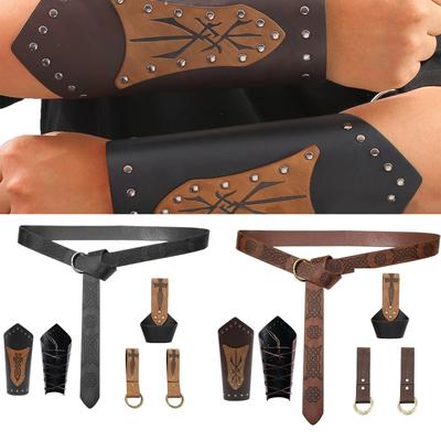 6x/Set Mittelalter Kleidung Accessoires Set Schwert Halter PU Leder Gürtel Armschienen Gürtel Halloween Cosplay Set