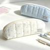 Polka Dot Pencil Case Soft Padded Durable Zipper Dustproof Stationery Organizer for Students School Business Trip Use